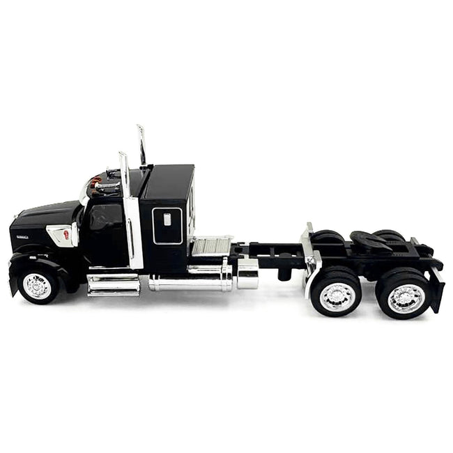 Kenworth W990 with Flat Top Sleeper Cab Black 1/87 (HO) Plastic Model Car by HO Logistics-HO Logistics Replicas-ModelCars.com