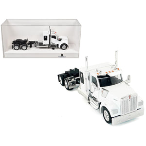 Kenworth W990 with Flat Top Sleeper Cab White 1/87 (HO) Plastic Model Car by HO Logistics