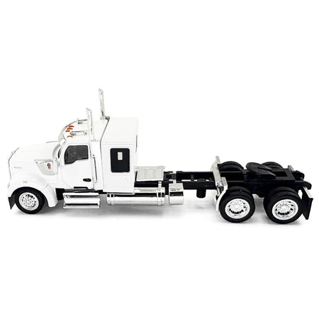 Kenworth W990 with Flat Top Sleeper Cab White 1/87 (HO) Plastic Model Car by HO Logistics-HO Logistics Replicas-ModelCars.com