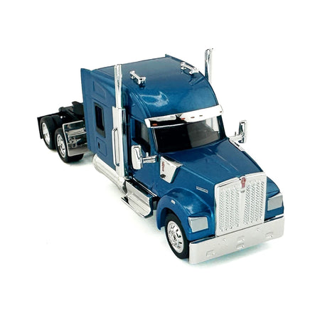 Kenworth W990 with Stand Up Sleeper Cab Blue Metallic 1/87 (HO) Plastic Model Car by HO Logistics-HO Logistics Replicas-ModelCars.com