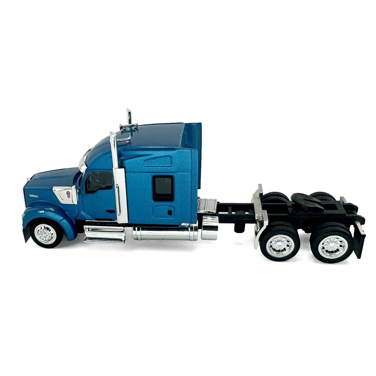 Kenworth W990 with Stand Up Sleeper Cab Blue Metallic 1/87 (HO) Plastic Model Car by HO Logistics-HO Logistics Replicas-ModelCars.com