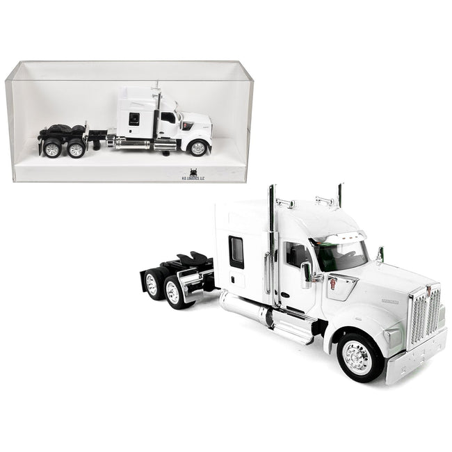 Kenworth W990 with Stand Up Sleeper Cab White 1/87 (HO) Plastic Model Car by HO Logistics-HO Logistics Replicas-ModelCars.com