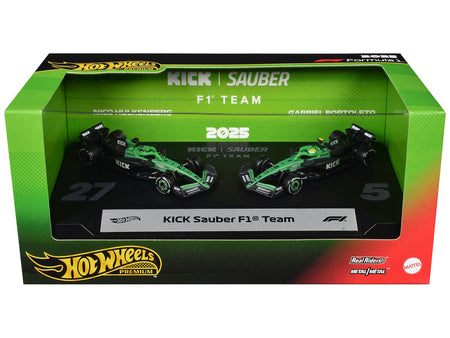 "Kick Sauber F1 Team" Formula One F1 World Championship (2025) 2 Piece Set Diecast Model Cars by Hot Wheels-Hotwheels-ModelCars.com