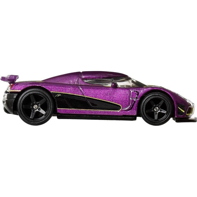 Koenigsegg Agera R Purple Metallic with Black and Yellow Stripes "Timeless Icons" Series Diecast Model Car by Hot Wheels-Hotwheels-ModelCars.com