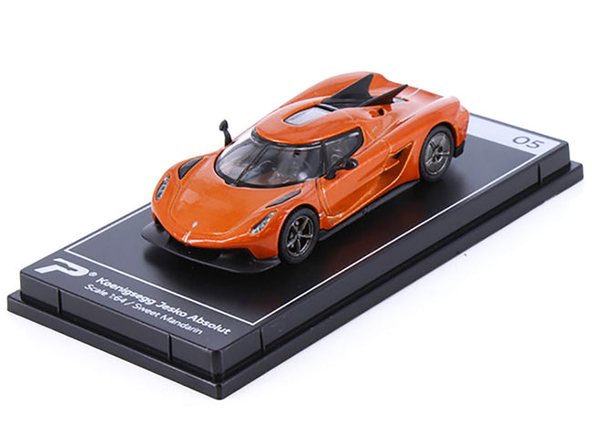 Koenigsegg Jesko Absolut Sweet Mandarin Orange Metallic "Hypercar League Collection" 1/64 Diecast Model Car by PosterCars-PosterCars-ModelCars.com