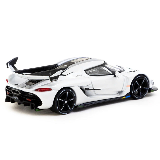 Koenigsegg Jesko Attack White Metallic with Tarmac Cards "Global64" Series 1/64 Diecast Model by Tarmac Works - Tarmac Works - ModelCars.com