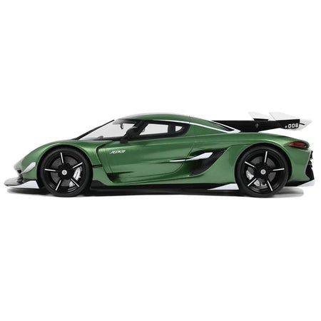 Koenigsegg Jesko Green Metallic with Black Stripes 1/18 Model Car by GT Spirit-GT Spirit-ModelCars.com