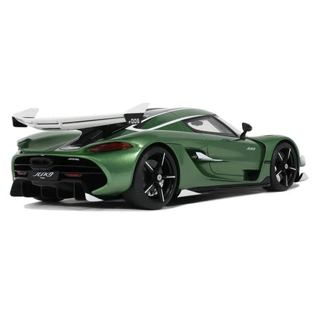 Koenigsegg Jesko Green Metallic with Black Stripes 1/18 Model Car by GT Spirit-GT Spirit-ModelCars.com