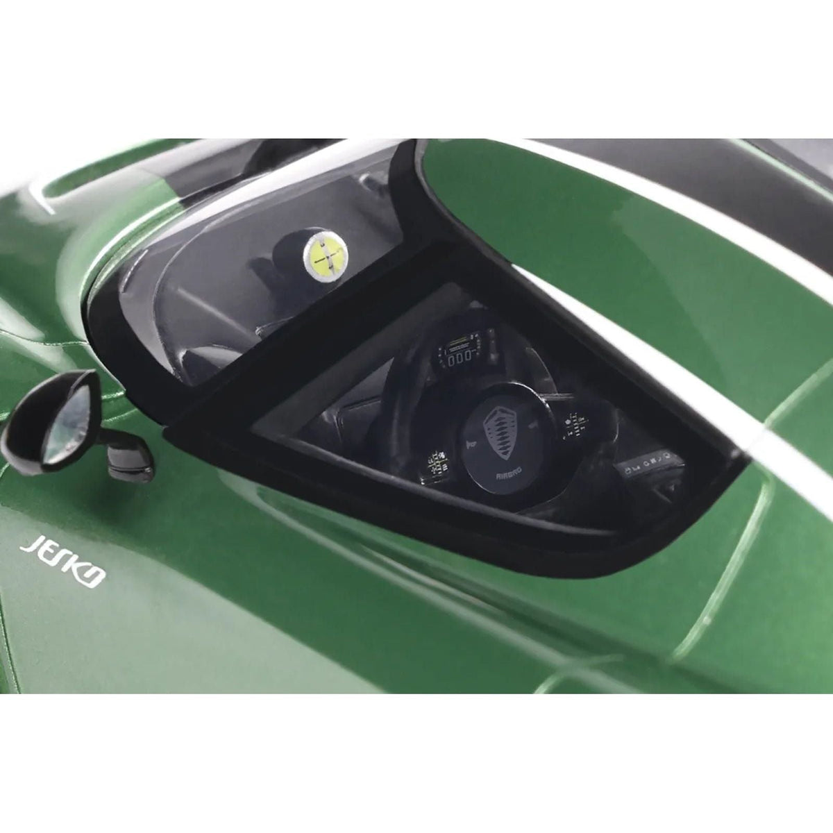 Koenigsegg Jesko Green Metallic with Black Stripes 1/18 Model Car by GT Spirit-GT Spirit-ModelCars.com