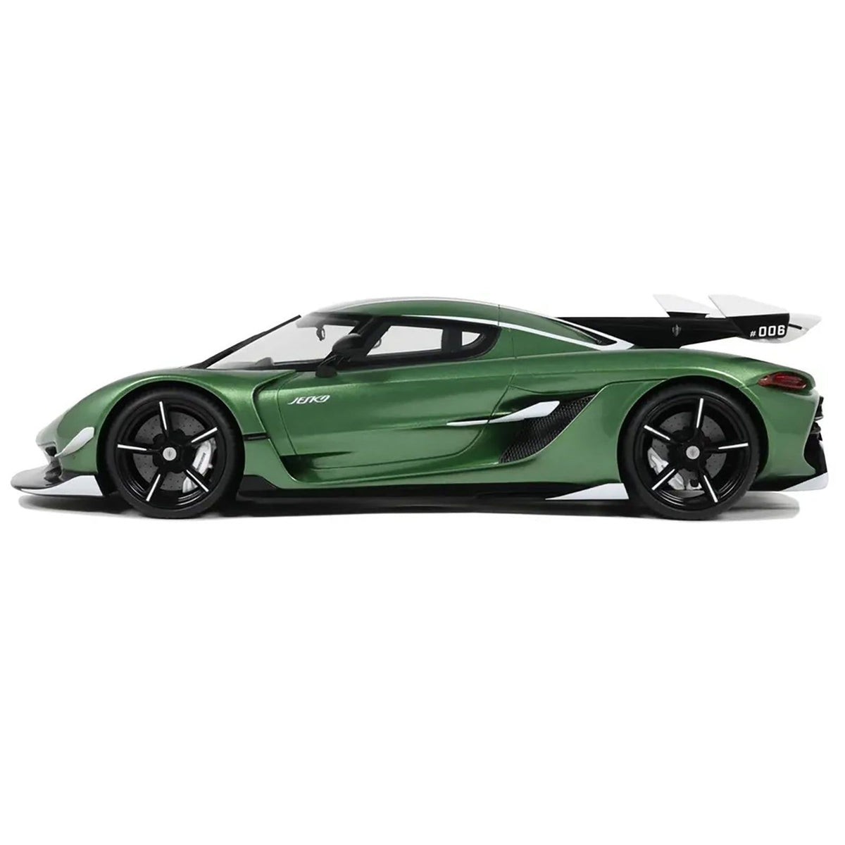 Koenigsegg Jesko Green Metallic with Black Stripes 1/18 Model Car by GT Spirit - GT Spirit - ModelCars.com