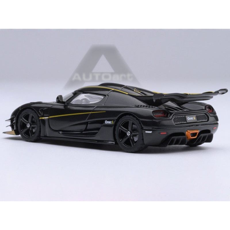 Koenigsegg One:1 Carbon Fiber with Gold Stripes 1/64 Diecast Model Car by Autoart - Autoart - ModelCars.com