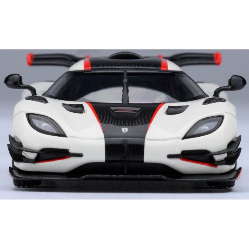 Koenigsegg One:1 Pebble White with Carbon and Red Stripes 1/64 Diecast Model Car by Autoart - Autoart - ModelCars.com