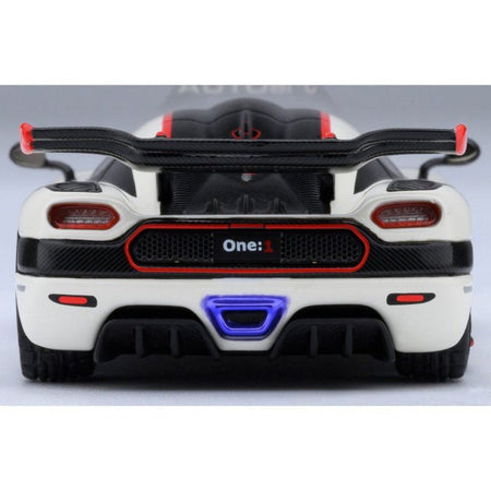 Koenigsegg One:1 Pebble White with Carbon and Red Stripes 1/64 Diecast Model Car by Autoart - Autoart - ModelCars.com