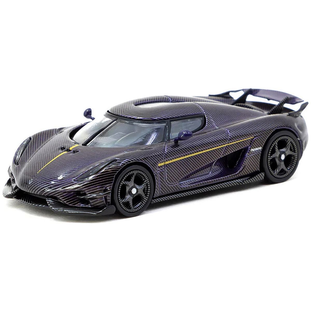 Koenigsegg Regera Purple Carbon Fiber with Gold Stripes "Global64" Series 1/64 Diecast Model by Tarmac Works - Tarmac Works - ModelCars.com