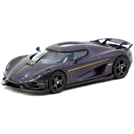 Koenigsegg Regera Purple Carbon Fiber with Gold Stripes "Global64" Series 1/64 Diecast Model by Tarmac Works - Tarmac Works - ModelCars.com