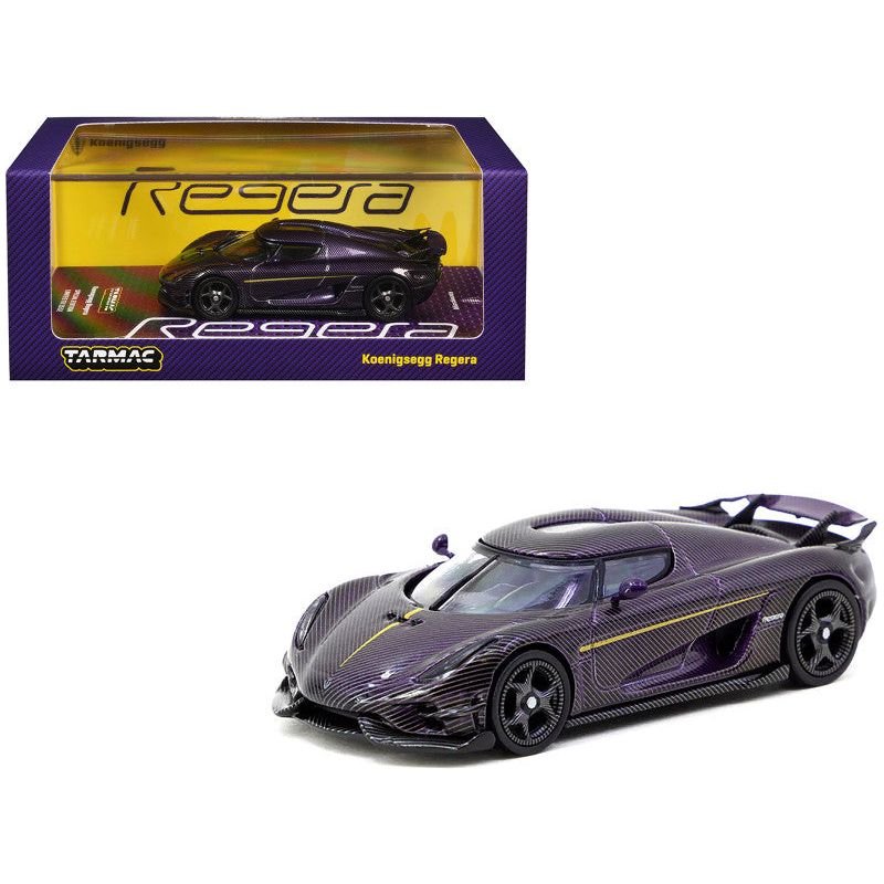 Koenigsegg Regera Purple Carbon Fiber with Gold Stripes "Global64" Series 1/64 Diecast Model by Tarmac Works - Tarmac Works - ModelCars.com