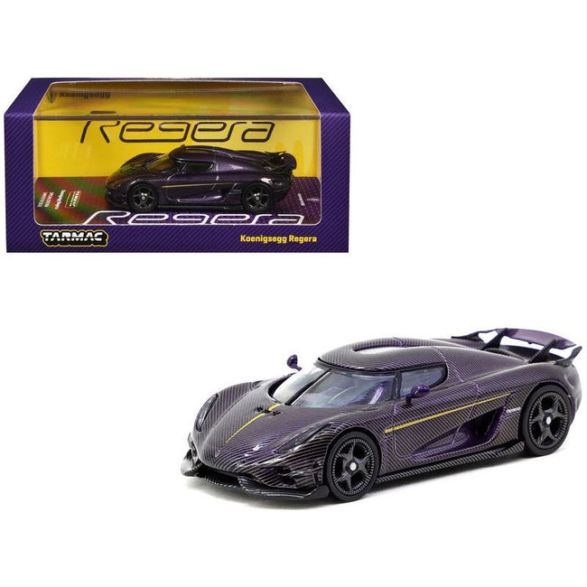 Koenigsegg Regera Purple Carbon Fiber with Gold Stripes "Global64" Series 1/64 Diecast Model by Tarmac Works - Tarmac Works - ModelCars.com