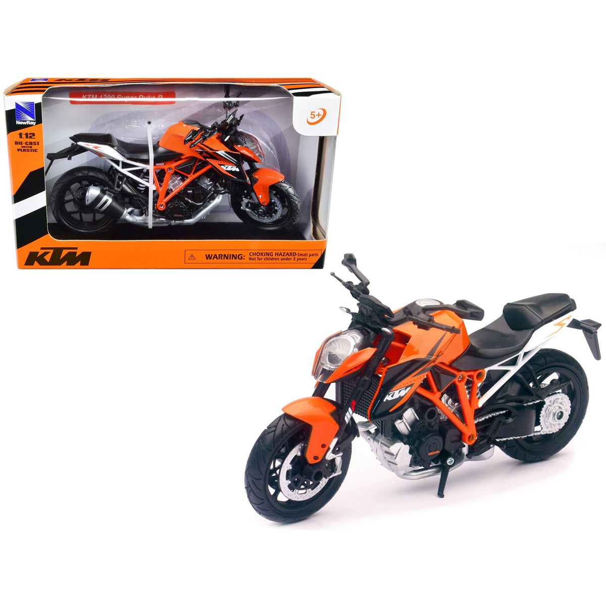 KTM 1290 Super Duke R Motorcycle Orange 1/12 Diecast Model by New Ray-New Ray-ModelCars.com
