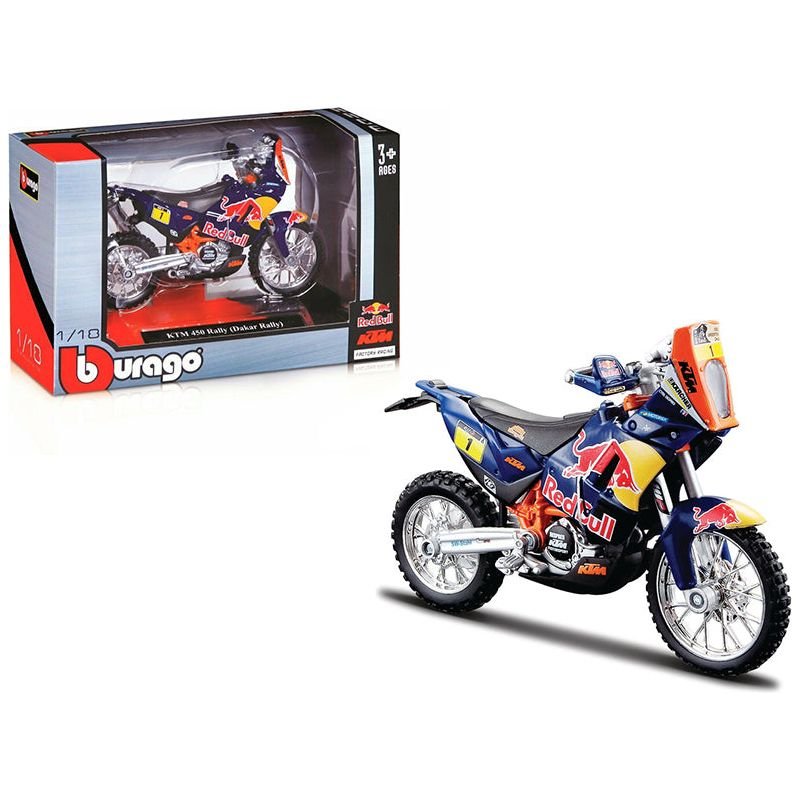 KTM 450 Rally Dakar 1 "Red Bull" 1/18 Diecast Motorcycle Model by Bburago - Bburago - ModelCars.com