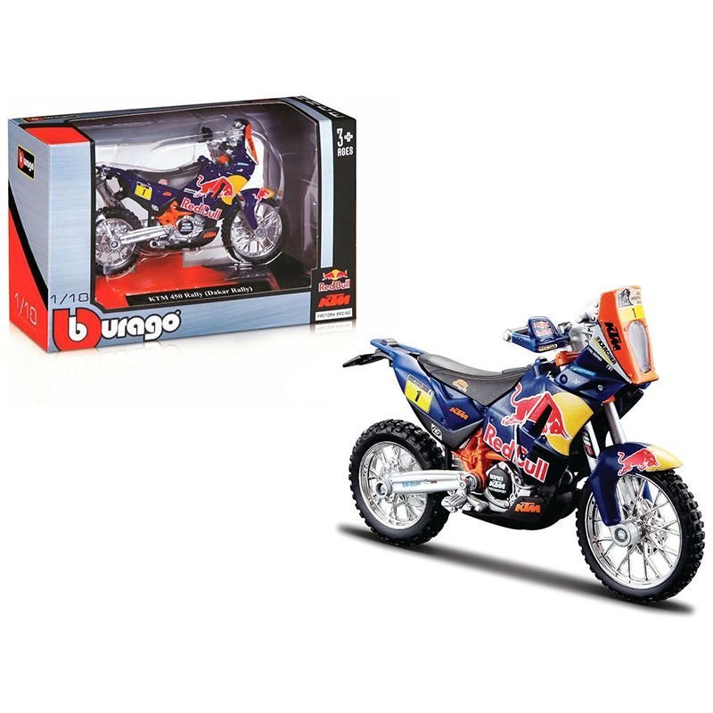 KTM 450 Rally Dakar #1 "Red Bull" 1/18 Diecast Motorcycle Model by Bburago-Bburago-ModelCars.com