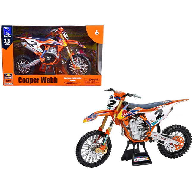 KTM 450 SX - F 2 Cooper Webb "Red Bull KTM Factory Racing" SuperCross 1/6 Diecast Model by New Ray - New Ray - ModelCars.com