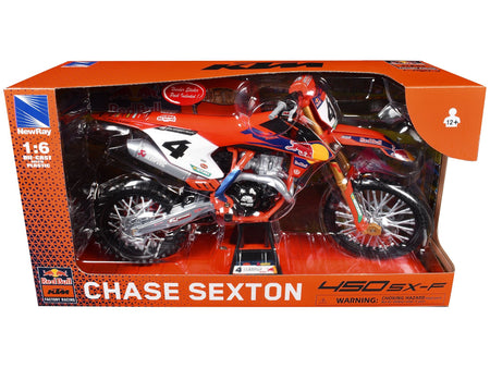 KTM 450 SX-F 4 Chase Sexton "Red Bull KTM Factory Racing" Supercross 1/6 Diecast Model by New Ray-New Ray-ModelCars.com