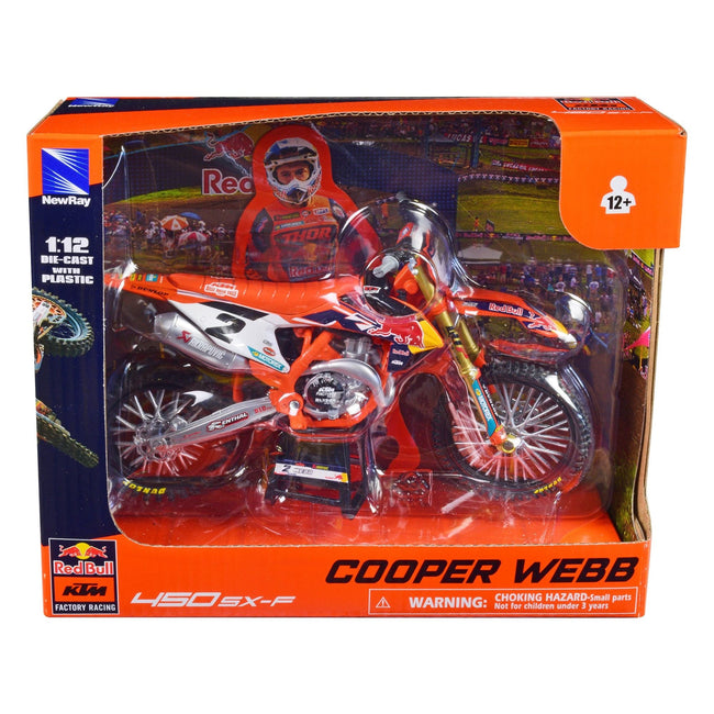 KTM 450 SX - F Motorcycle 2 Cooper Webb "Red Bull KTM Factory Racing" 1/12 Diecast Model by New Ray - New Ray - ModelCars.com