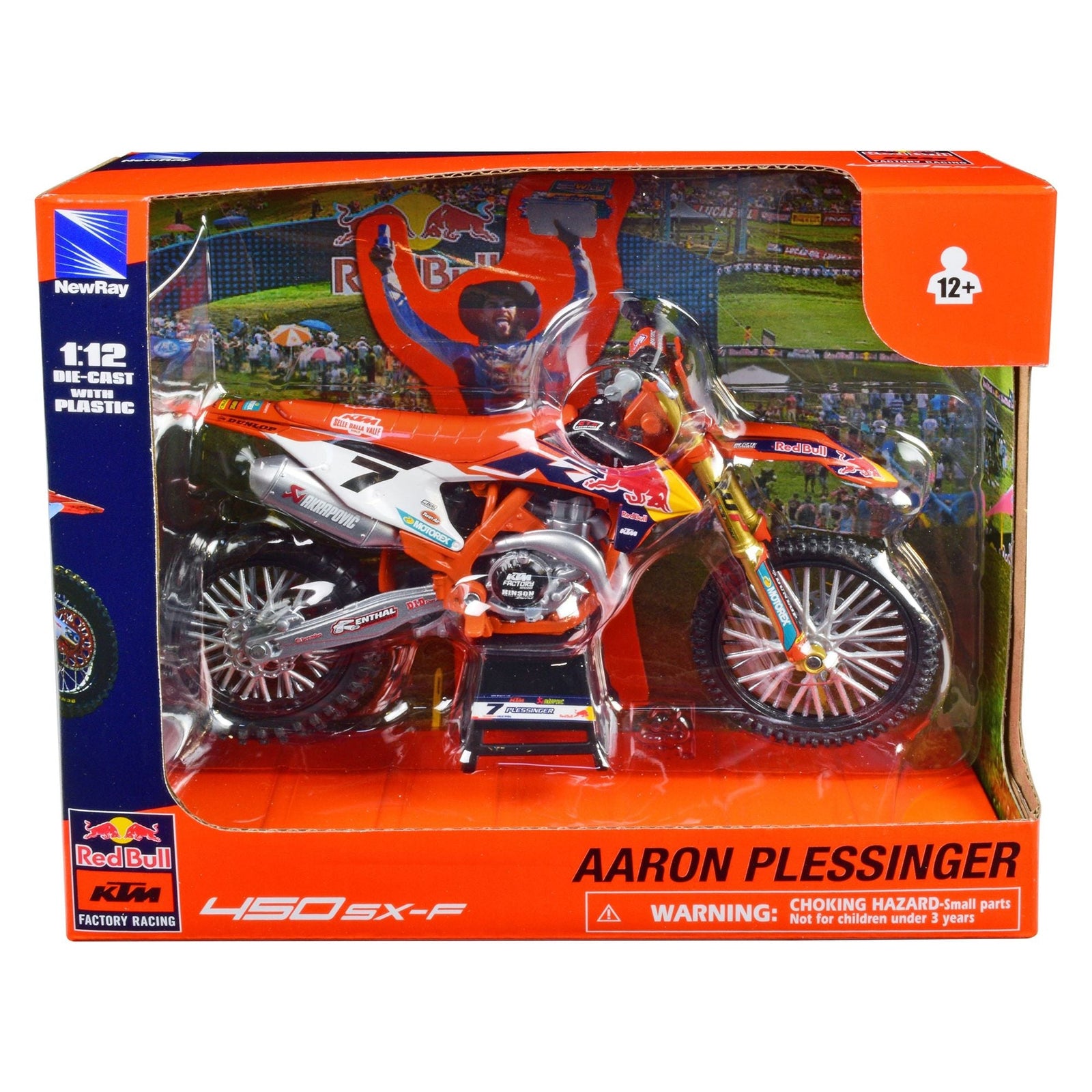 KTM 450 SX - F Motorcycle 7 Aaron Plessinger "Red Bull KTM Factory Racing" 1/12 Diecast Model by New Ray - New Ray - ModelCars.com