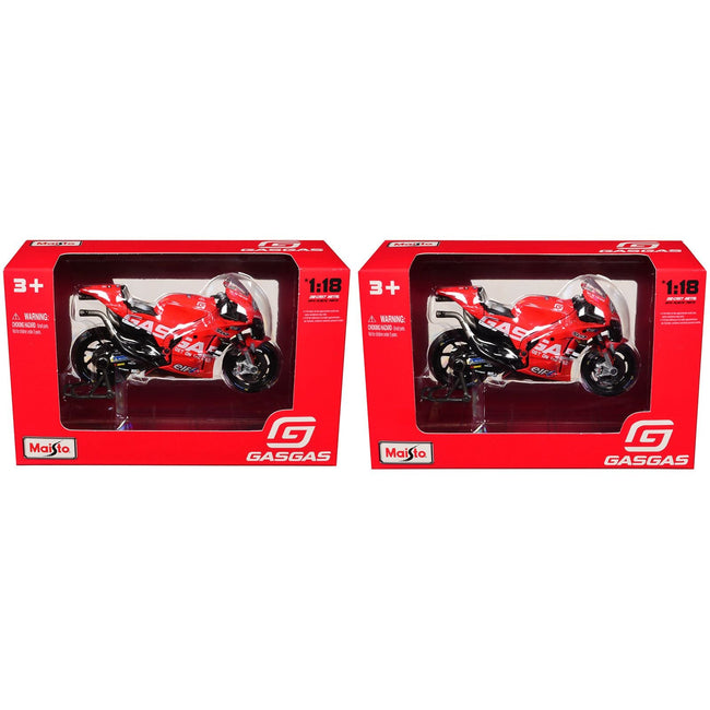 KTM RC16 37 Augusto Fernandez and 44 Pol Espargaro "GasGas Factory Racing Tech3" "MotoGP World Championship" (2023) Set of 2 Motorcycles 1/18 Diecast Models by Maisto - Maisto - ModelCars.com