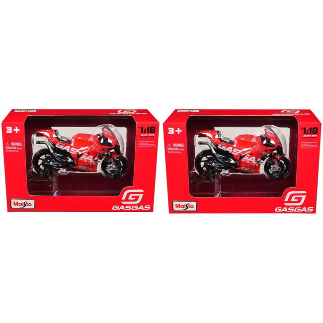 KTM RC16 #37 Augusto Fernandez and #44 Pol Espargaro "GasGas Factory Racing Tech3" "MotoGP World Championship" (2023) Set of 2 Motorcycles 1/18 Diecast Models by Maisto-Maisto-ModelCars.com
