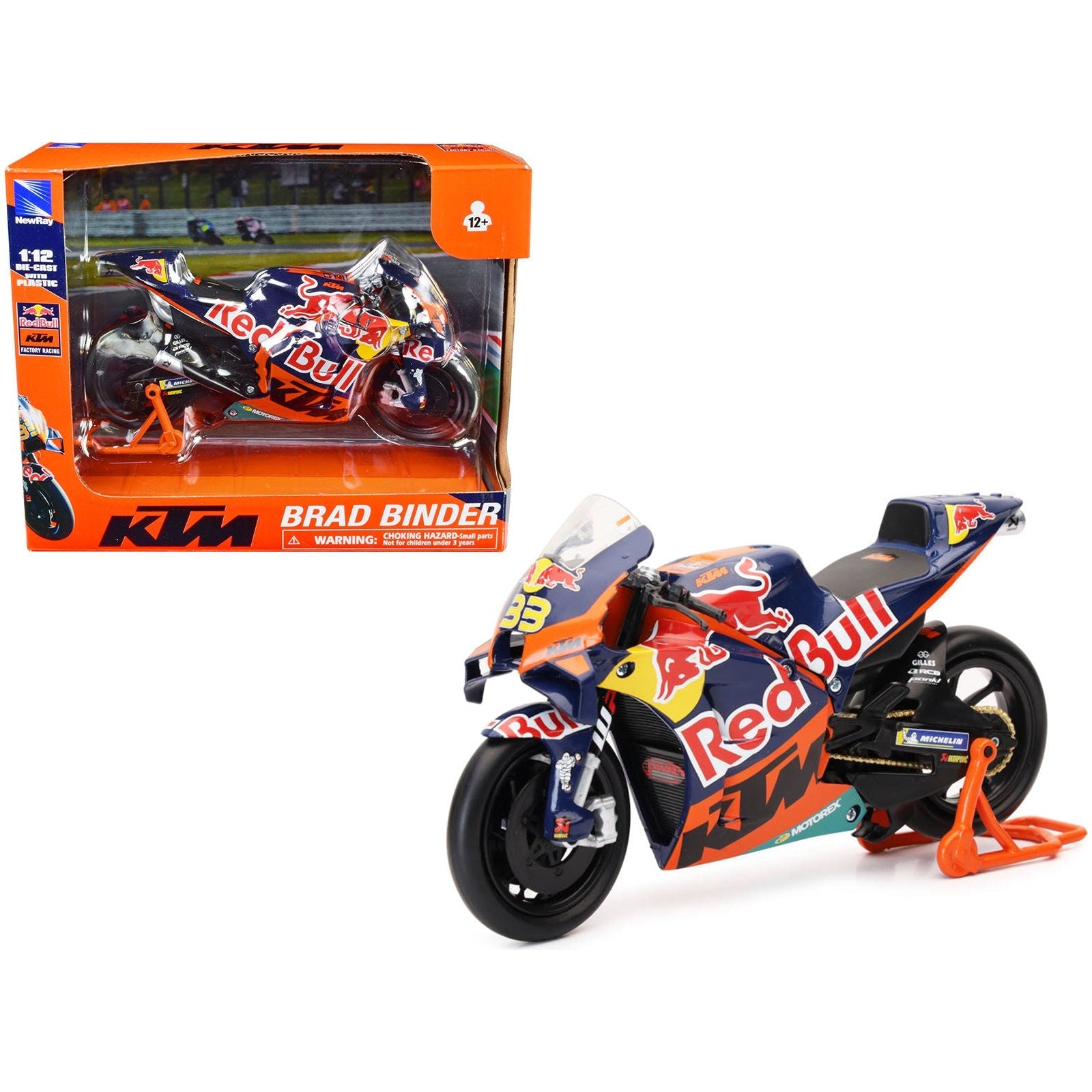KTM RC16 Motorcycle 33 Brad Binder MotoGP "Red Bull KTM Factory Racing" 1/12 Diecast Model by New Ray - New Ray - ModelCars.com