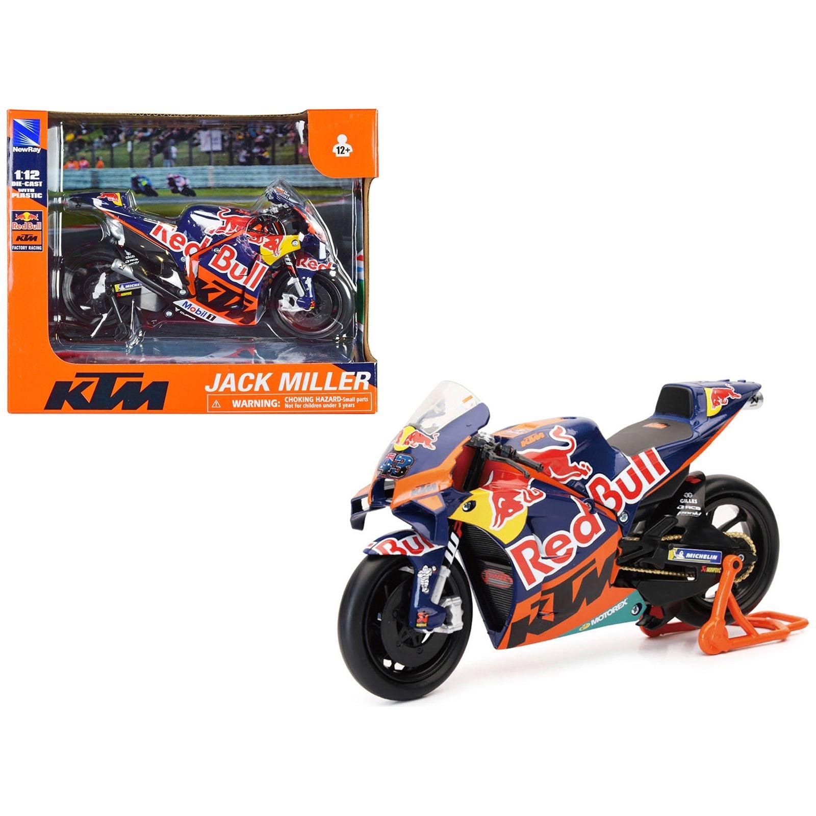KTM RC16 Motorcycle 43 Jack Miller "Red Bull KTM Factory Racing" MotoGP World Championship (2023) 1/12 Diecast Model by New Ray - New Ray - ModelCars.com