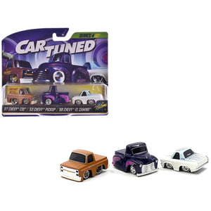 "Kustoms" Series 4 Chevrolet Triple Pack Set of 3 Cars Diecast Model Cars by CarTuned