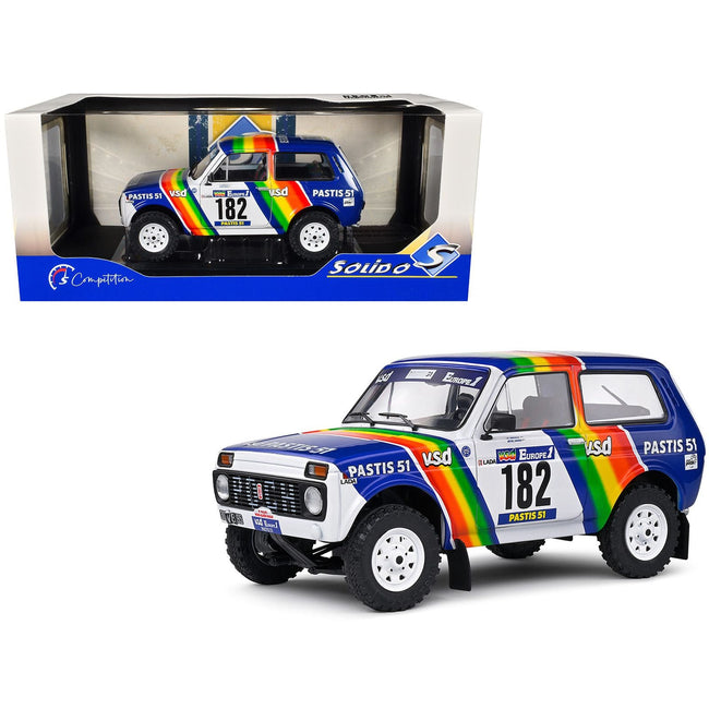 Lada Niva #182 Jean-Pierre Jabouille - Michel Sardou "Parisâ€“Dakar Rally" (1984) "Competition" Series 1/18 Diecast Model Car by Solido-Solido-ModelCars.com