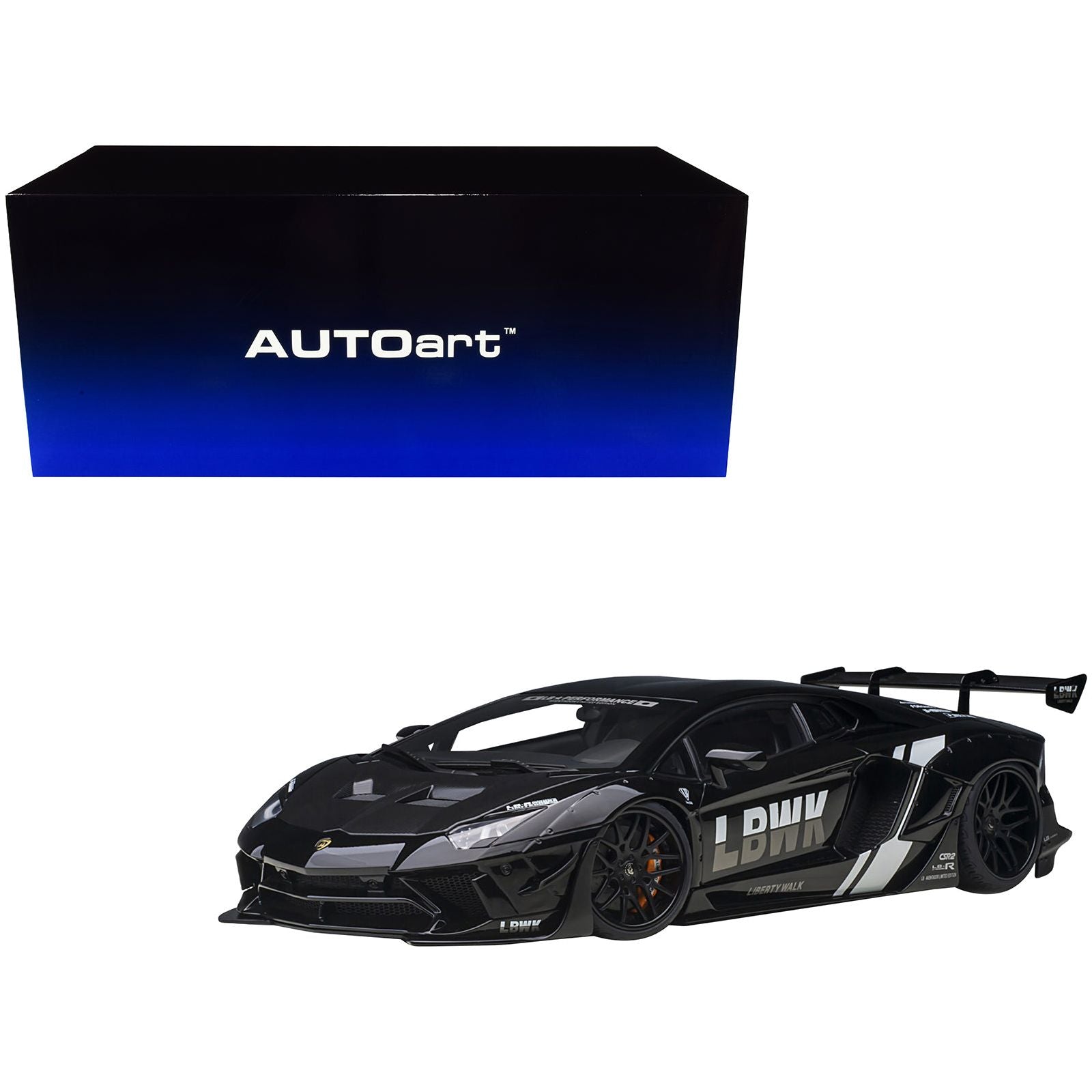 Lamborghini Aventador Liberty Walk LB - Works Livery Black with Carbon Hood Limited Edition 1/18 Model Car by Autoart - Autoart - ModelCars.com