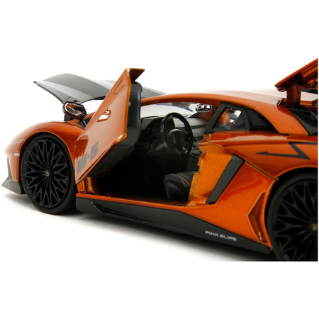 Lamborghini Aventador SV Orange Metallic with Carbon Hood "Pink Slips" Series 1/24 Diecast Model Car by Jada-Jada-ModelCars.com