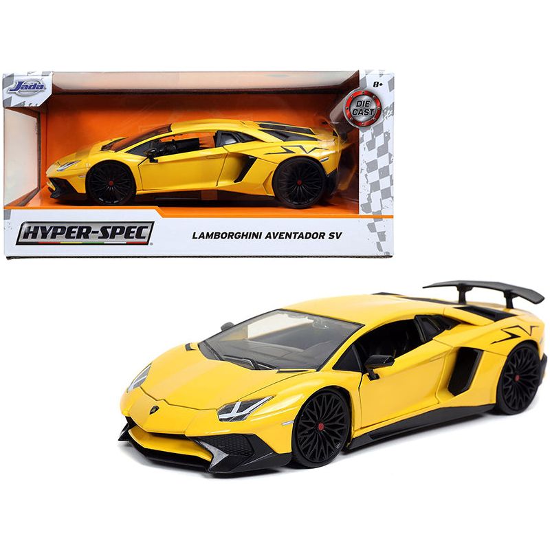 Lamborghini Aventador SV Yellow "Hyper-Spec" 1/24 Diecast Model Car by Jada-Jada-ModelCars.com