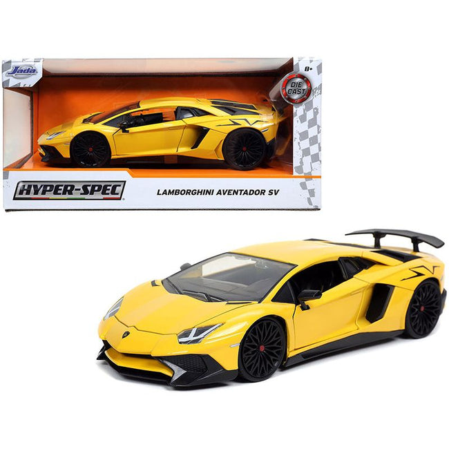 Lamborghini Aventador SV Yellow "Hyper - Spec" 1/24 Diecast Model Car by Jada - Jada - ModelCars.com