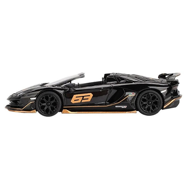 Lamborghini Aventador SVJ 63 Roadster Nero Aldebaran Black Limited Edition 1/64 Diecast Model Car by Mini GT-Mini GT-ModelCars.com