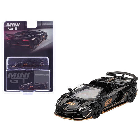 Lamborghini Aventador SVJ 63 Roadster Nero Aldebaran Black Limited Edition 1/64 Diecast Model Car by Mini GT - Mini GT - ModelCars.com