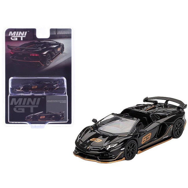 Lamborghini Aventador SVJ 63 Roadster Nero Aldebaran Black Limited Edition 1/64 Diecast Model Car by Mini GT-Mini GT-ModelCars.com