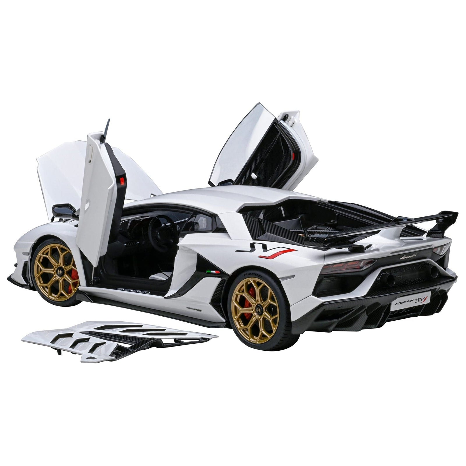 Lamborghini Aventador SVJ Bianco Asopo Pearl White with Gold Wheels 1/18 Model Car by Autoart - Autoart - ModelCars.com
