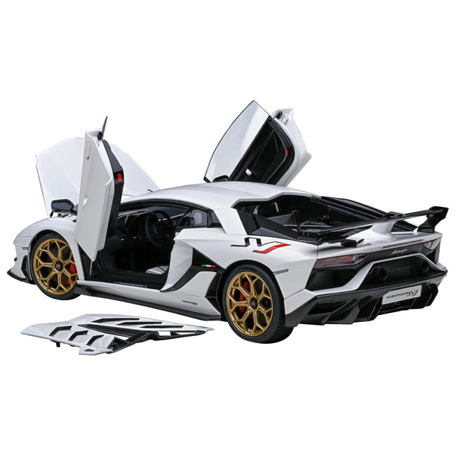 Lamborghini Aventador SVJ Bianco Asopo Pearl White with Gold Wheels 1/18 Model Car by Autoart - Autoart - ModelCars.com