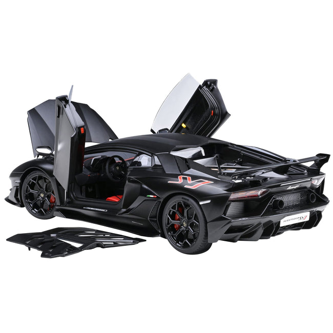 Lamborghini Aventador SVJ Nero Nemesis Matt Black 1/18 Model Car by Autoart-Autoart-ModelCars.com