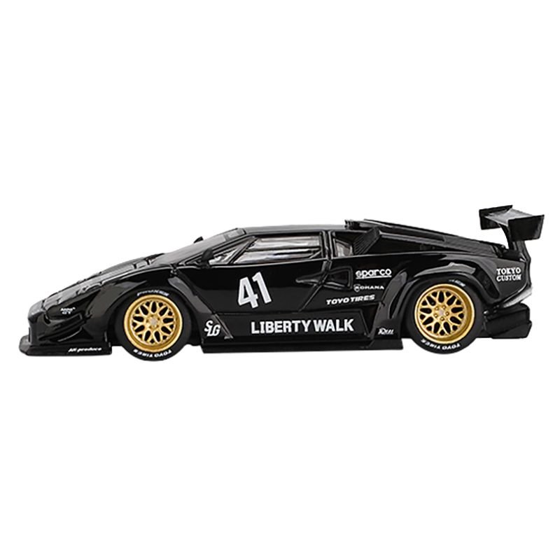Lamborghini Countach LB-WORKS #41 Black Limited Edition 1/64 Diecast Model Car by Mini GT-Mini GT-ModelCars.com