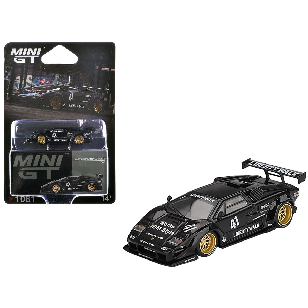 Lamborghini Countach LB-WORKS #41 Black Limited Edition 1/64 Diecast Model Car by Mini GT-Mini GT-ModelCars.com