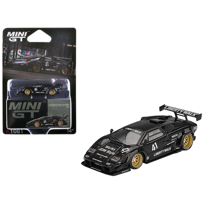 Lamborghini Countach LB-WORKS #41 Black Limited Edition 1/64 Diecast Model Car by Mini GT-Mini GT-ModelCars.com