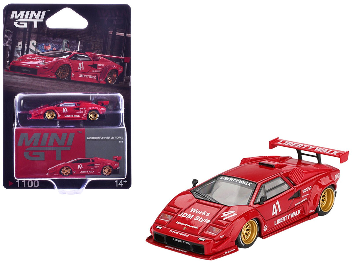 Lamborghini Countach LB-WORKS 41 Red Limited Edition 1/64 Diecast Model Car by Mini GT-Mini GT-ModelCars.com