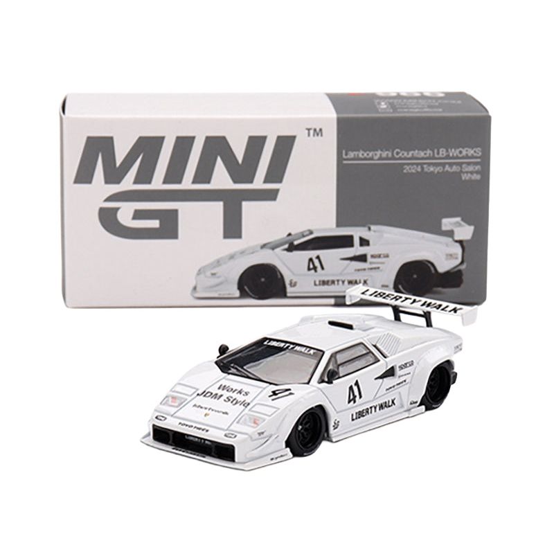Lamborghini Countach LB-WORKS #41 White "2024 Tokyo Auto Salon" Limited Edition 1/64 Diecast Model Car by Mini GT-Mini GT-ModelCars.com