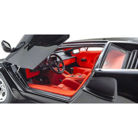 Lamborghini Countach LP 5000 Quattrovalvole Black with Red Interior 1/18 Diecast Model Car by Kyosho - Kyosho - ModelCars.com